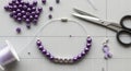 Purple Beaded Jewelry Making Process Royalty Free Stock Photo