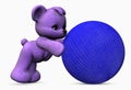 Purple bear with blue ball