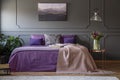 Purple bedroom interior Royalty Free Stock Photo