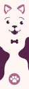 Purple Beige Cute Dog Illustration Bookmark