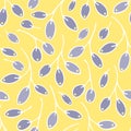 Purple berries on yellow background seamless pattern