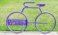 Purple bicycle frame advertising Gwynns Falls Trail in Baltimore, Maryland USA