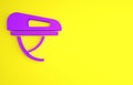 Purple Bicycle helmet icon isolated on yellow background. Extreme sport. Sport equipment. Minimalism concept. 3d