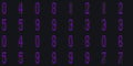 Purple big electronic Numbers Background. Cyberspace texture. Numeric binary creative surface. Numeral tech design backdrop.