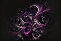 a purple and black abstract design with swirls and bubbles on a black background with a black background and a white and purple Royalty Free Stock Photo
