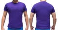 Purple blank t-shirt on human body for graphic design mock up Royalty Free Stock Photo