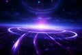 a purple and blue abstract background with circles and lights Surreal Galactic Core in Vivid Purple with Expanding patterns