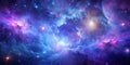 Purple and blue abstract background resembling the tofuone Nebula and galaxies in space Generative By AI