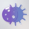 Purple-blue Eclipse of the sun icon isolated on grey background. Total sonar eclipse. Minimalism concept. 3D render Royalty Free Stock Photo