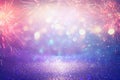 Purple and blue glitter lights background. defocused. Royalty Free Stock Photo