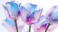 Purple Blue And Green Tulip Flowers Glitter Super Detail. Generative AI