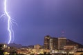 Electrical Storm Lightning Striking over Downtown Tucson Arizona United States Royalty Free Stock Photo