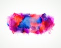 Purple, blue, lilac, orange and pink watercolor stains. Bright color element for abstract artistic background. Royalty Free Stock Photo