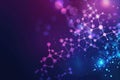 Purple and blue molecular structure on a colorful background, useful for science and education illustrations Royalty Free Stock Photo