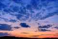 Purple and blue morning clouds on a sunrise at sky Royalty Free Stock Photo