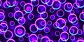 Purple and blue floating neon cricles futuristic seamless pattern