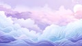 Purple blue sea waves brushwork watercolor pastel background with with dot texture