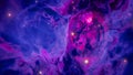 purple and blue space dark nebula galaxy in deep space and beauty of universe