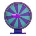Purple blue wheel fortune icon, cartoon style