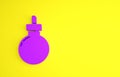 Purple Bomb ready to explode icon isolated on yellow background. Happy Halloween party. Minimalism concept. 3d Royalty Free Stock Photo