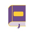 Purple book with bookmark between pages. World Book Day Royalty Free Stock Photo