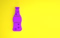 Purple Bottle of water icon isolated on yellow background. Soda aqua drink sign. Minimalism concept. 3d illustration 3D Royalty Free Stock Photo