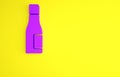 Purple Bottle of water icon isolated on yellow background. Soda aqua drink sign. Minimalism concept. 3d illustration 3D Royalty Free Stock Photo