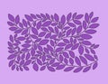 Branch and purple leaves on a light purple background.