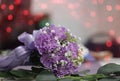 Purple Bridal Bouquet at Wedding With Bokeh