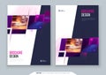 Purple Brochure Cover template layout design. Corporate business annual report, catalog, magazine, flyer mockup Royalty Free Stock Photo