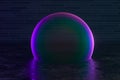 Purple bubble on the floor with dark background, 3d rendering