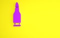 Purple Bullet icon isolated on yellow background. Minimalism concept. 3d illustration 3D render Royalty Free Stock Photo