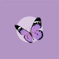 Purple Butterfly Flat Design on Purple Background