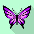 Purple butterfly icon, flat style Royalty Free Stock Photo