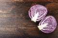 Purple cabbage cut in half