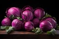 Purple cabbage on a wooden table