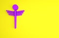 Purple Caduceus snake medical symbol icon isolated on yellow background. Medicine and health care. Emblem for drugstore Royalty Free Stock Photo