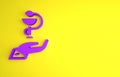 Purple Caduceus snake medical symbol icon isolated on yellow background. Medicine and health care. Emblem for drugstore Royalty Free Stock Photo