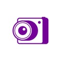 Purple camera icon. Vector illustration on blank background. Royalty Free Stock Photo