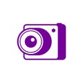 Purple camera icon. Vector illustration on blank background.