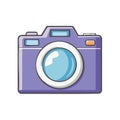 Purple Camera Illustration in Front View with Round Lens for Photography and Visual Imagery, Digital Vector Image Royalty Free Stock Photo