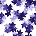 Purple campanula flowers on white background. Seamless fashionable pattern, print for fabric