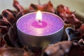 Candle light with potpourri. spa and christmas decoration concept