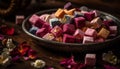 Purple candy heap, sweet indulgence, gourmet snack, organic freshness generative AI Royalty Free Stock Photo