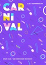 Purple carnival poster. abstract 80s, 90s style retro background with place for text.