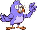 Purple Cartoon Bird With Taped Mouth. Vector illustration with simple gradients.