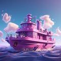 Purple Cartoon Ferry In Playerunknown\'s Battlegrounds Style