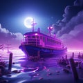 Purple Cartoon Ferry In Playerunknown\'s Battlegrounds Style