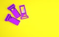 Purple Cartridges icon isolated on yellow background. Shotgun hunting firearms cartridge. Hunt rifle bullet icon Royalty Free Stock Photo