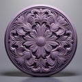 Purple Carved Stone Circular Pattern: Detailed And Decorative Floral Motifs Royalty Free Stock Photo